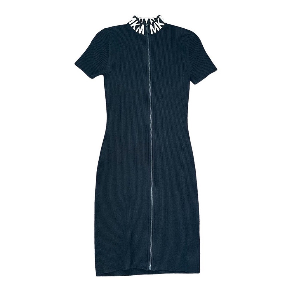 Michael Kors Full-Zip Viscose Ribbed Dress